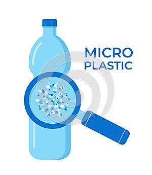 Micro plastic pollution concept. Microplastic in water. Vector illustration. photo
