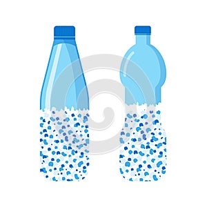 Micro plastic pollution concept. Microplastic in water. Vector illustration.