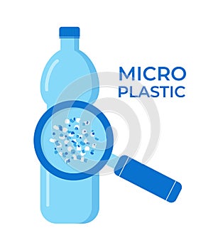 Micro plastic pollution concept. Microplastic in water. Vector illustration.