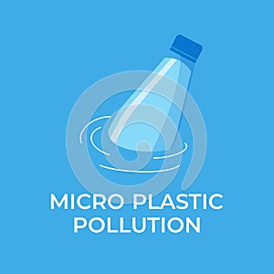 Micro plastic pollution concept. Microplastic in water. Vector illustration.