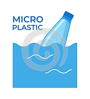 Micro plastic pollution concept. Microplastic in water. Vector illustration.