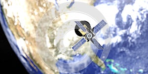Micro satellite called CUBESAT 3D illustration
