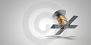 Micro satellite called CUBESAT 3D illustration