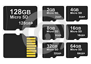 Micro SD Card set isolated on white background.