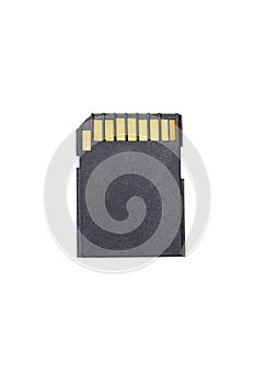 Micro sd card on white background.  Black Memory card isolated