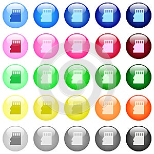 Micro SD memory card icons in color glossy buttons