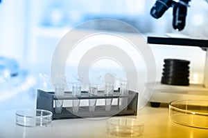 Micro tubes with biological samples in laboratory