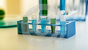 Micro tubes with biological samples in laboratory