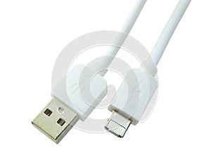 Micro usb cable isolated on white background.