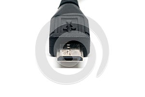 Micro usb cable isolated on white background close up
