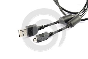 Micro usb cable on white background