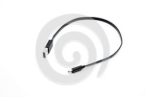 Micro USB cord USB adapter on white background