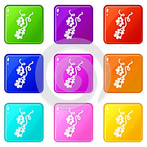 Micro vibrio icons set 9 color collection