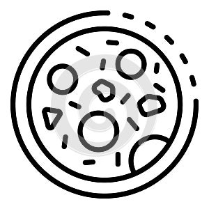Microbe under microscope icon, outline style
