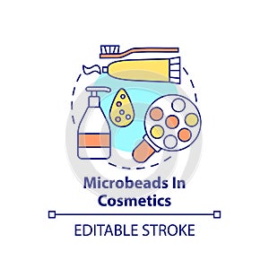 Microbeads in cosmetics concept icon photo