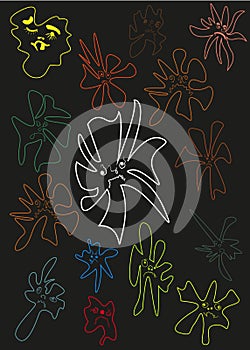 Microbes abstract cartoon caricature, pattern element