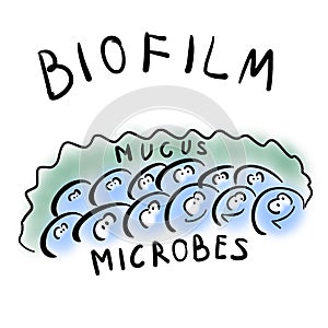 Microbes in biofilm with mucus