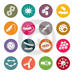Microbes types vector icon set