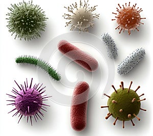 Microbial bacteria - microscopic germ, unicellular being, biological agent, tiny organism, invisible life, microbial