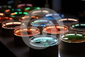 microbial culture growing in petri dish with the help of specialized lighting