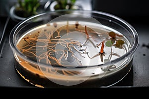 microbial culture growing on petri dish, with visible growth and reproduction