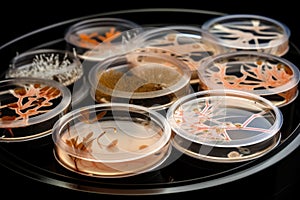 microbial culture growing on petri dish, with visible growth and reproduction