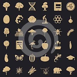 Microbiological icons set, simple style