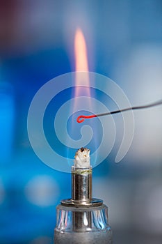 Microbiological inoculation loop in a flame