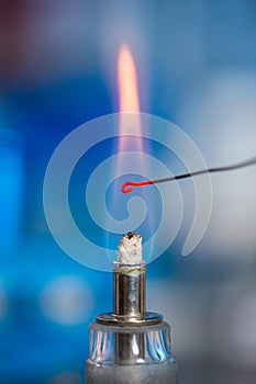 Microbiological inoculation loop in a flame photo