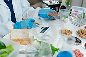Microbiologists and nutrition experts analyze molecular samples in advanced food science labs