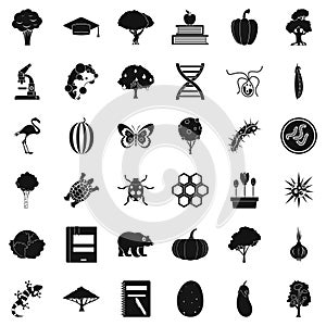 Microbiology icons set, simple style