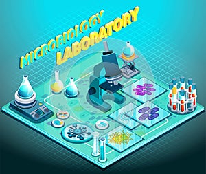 Microbiology Laboratory Isometric Composition