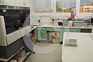 Microbiology laboratory workplace with nice sight photo