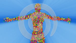 Microbiome bacteria, viruses, microbes on human body . 3d rendering illustration photo