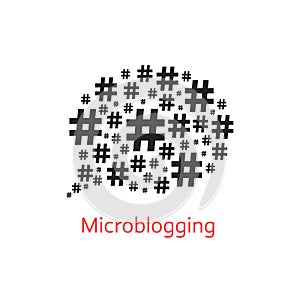 Microblogging icon with speech bubble from hashtag