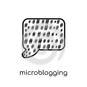 Microblogging icon. Trendy modern flat linear vector Microblogging icon on white background from thin line Technology collection