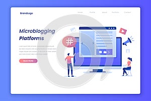 Microblogging illustration landing page