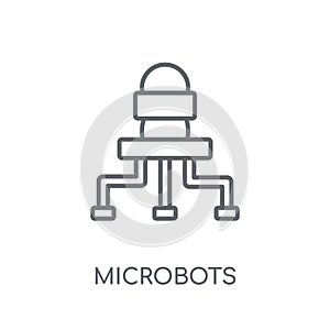 Microbots linear icon. Modern outline Microbots logo concept on