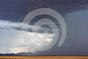 Microburst and heavy rain downpour from a thunderstorm