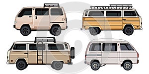 Microbuses vector template design , side view