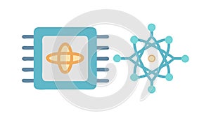 Microchip with Atomic Structure, Quantum Computing, Advanced Tech, vector design Generative AI