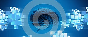 microchip brain neural of AI robot for high technology network, quantum computer processing,