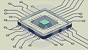 Microchip on circuit board advanced computing technology vector design Generative AI