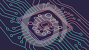 Microchip on Circuit Board Design Element Vector, vector design Generative AI