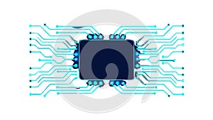 Microchip on circuit board, electronic technology concept, vector design Generative AI