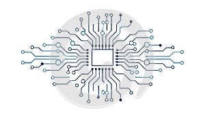 Microchip with Circuitry Connections, Technology & Data, vector design Generative AI