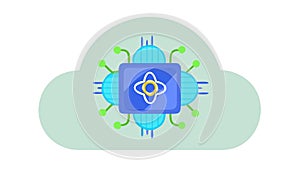 Microchip Cloud: Data Processing Power Icon, vector design Generative AI