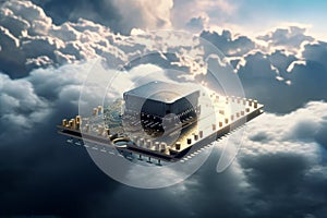 Microchip and Cloud: Futuristic Integration for Stunning Sci-Fi 8K Cinematics