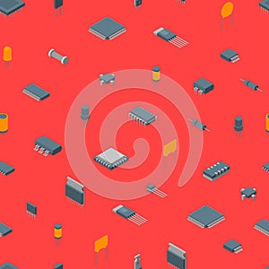 Microchip Computer Electronic ComponentsSeamless Pattern Background. Vector