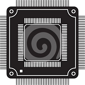 Microchip cpu as vector icon illustration for computer processor design